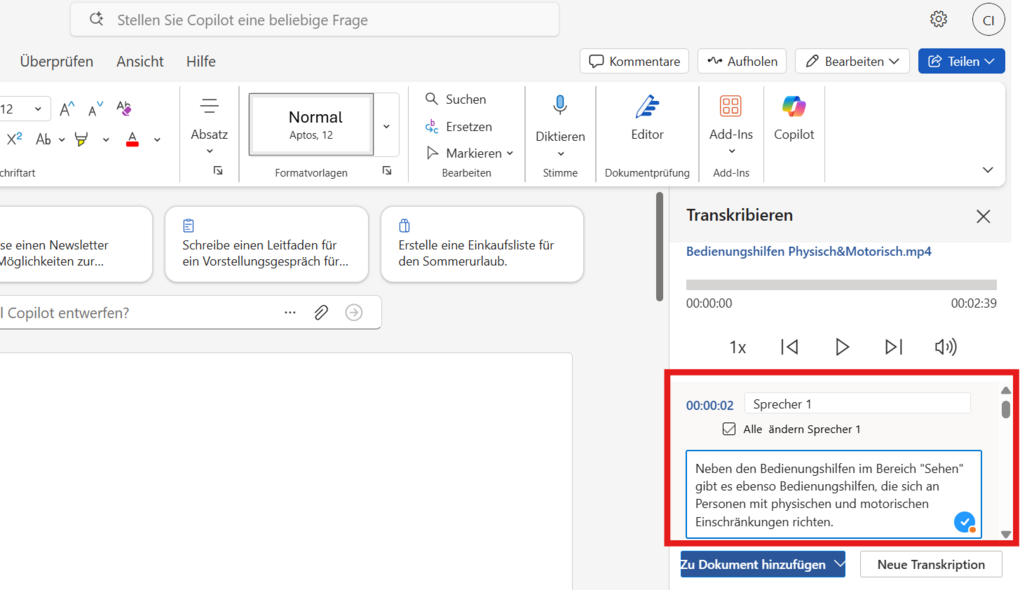 App-Screenshot - Infos im Text