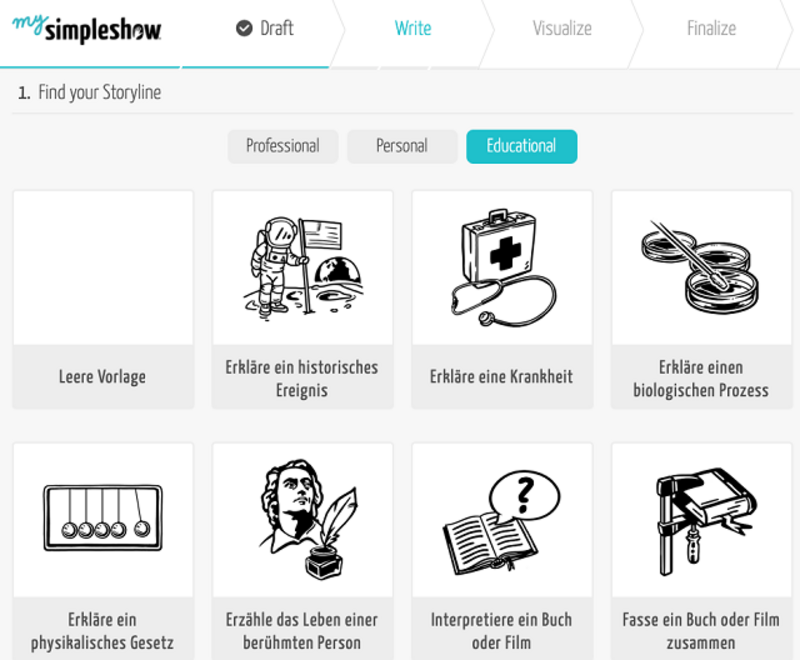 Screenshot My Simple Show: Draft auswählen