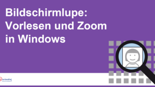 Text-Bild-Kombination: Beitragstitel und Lupen-Symbol