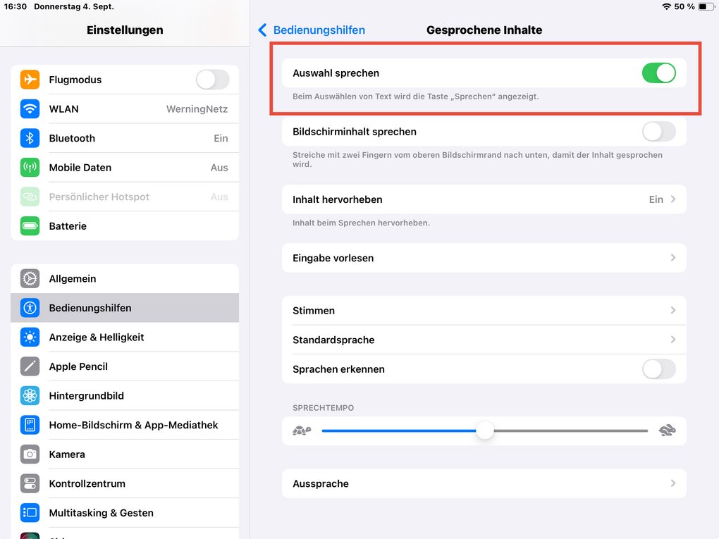 App-Screenshot - Infos im Text