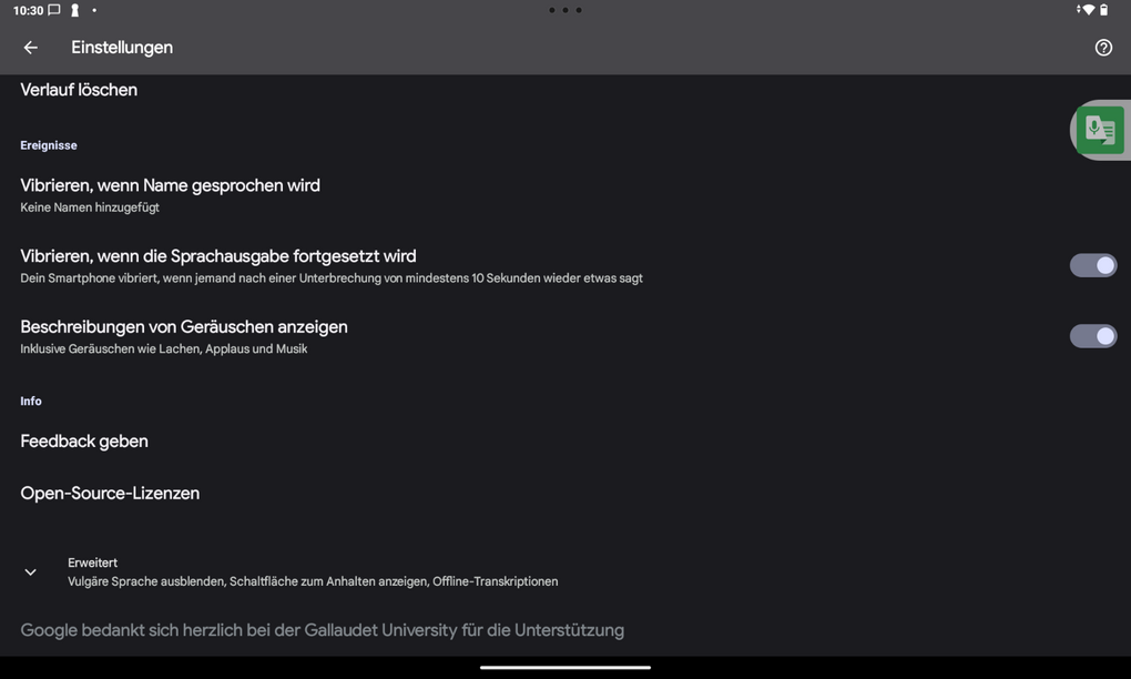App-Screenshot - Infos im Text