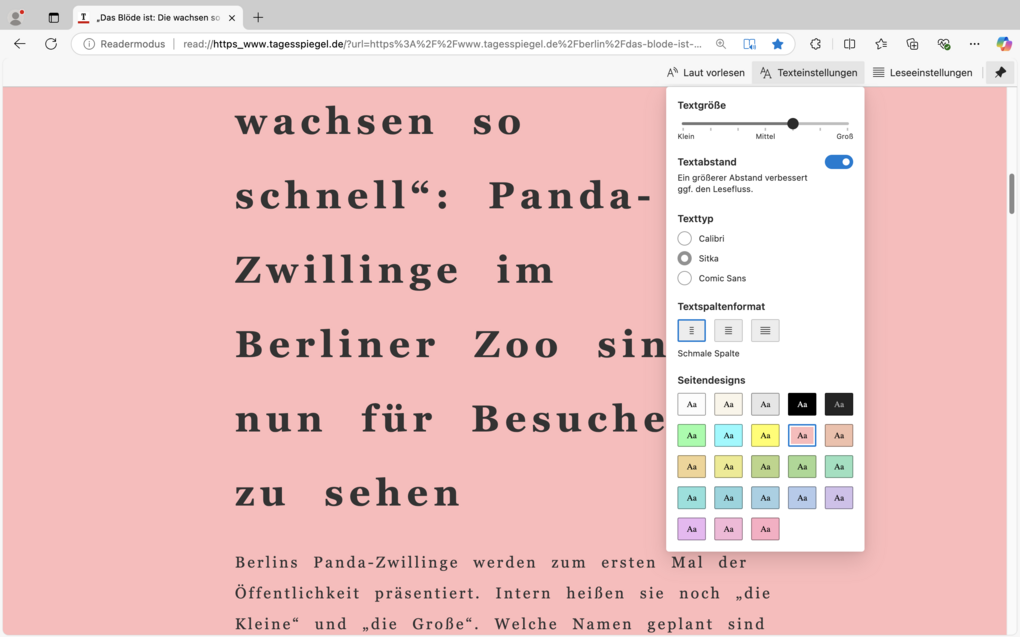 App-Screenshot - Infos im Text