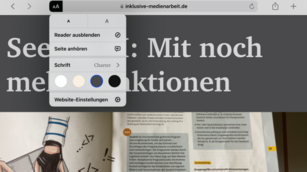 Bildschirmfoto: Webseite in Safari geöffnet mit aktiviertem Safari Reader