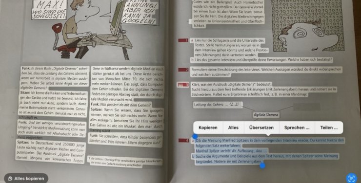 Text auf Fotos vorlesen mit integrierten OCR- und Vorlesefunktion von iOS