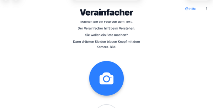 Startseite Vereinfacher mit Fotoaufnahme-Button