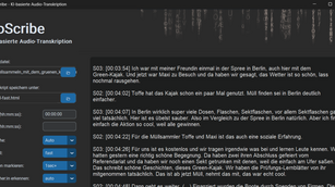 Screenshot: Startoberfläche von NoScribe